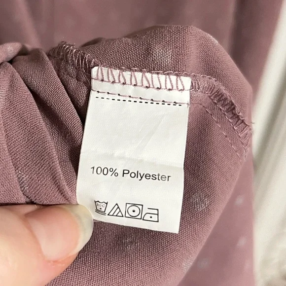 Women's Plus Dusty Rose Solid Swiss Dot Short Sleeve V Neck Smock Dress Size 3XL - Picture 10 of 11